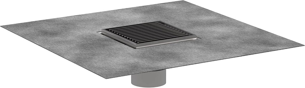 hansgrohe RainDrain Brilliance Square Shower Drain Set with Rough and Height Adjustable Frame in Brushed Stainless Steel, Stainless Steel Shower Floor Drain , 4x4 in.