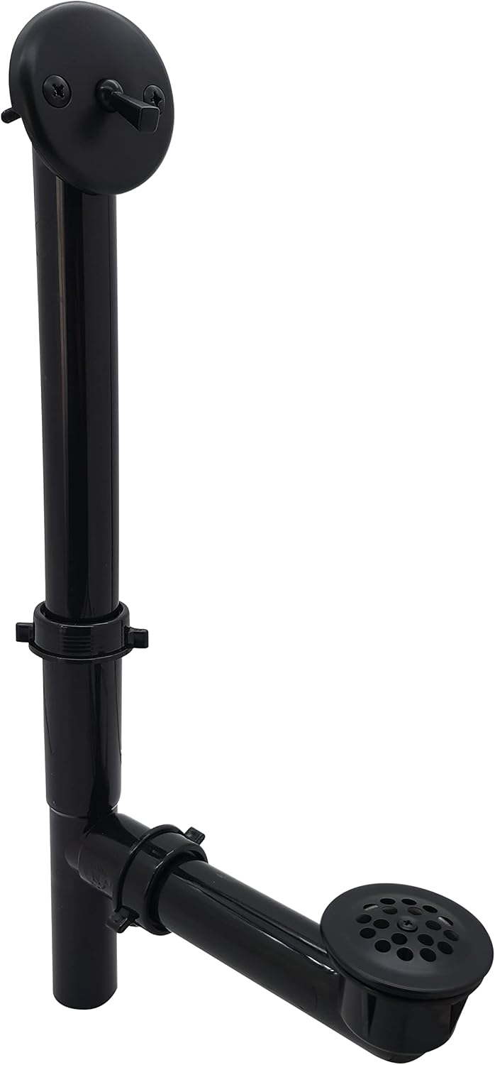 Westbrass 592144-4-62 1-1/2' x 14' Poly Tubular Bath Waste & Overflow Assembly with Trip Lever and Beehive Strainer Grid Drain Cover, 4-Pack, Matte Black