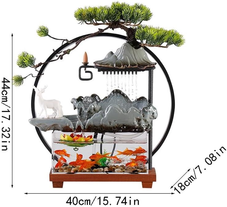 GUERNSEY Tabletop Fountain Chinese-Style Flowing Water Ornaments Rockery Circulating Water Desktop Fountain Office Desktop Fish Tank Ornaments Indoor Waterfall Feature Indoor Fountain