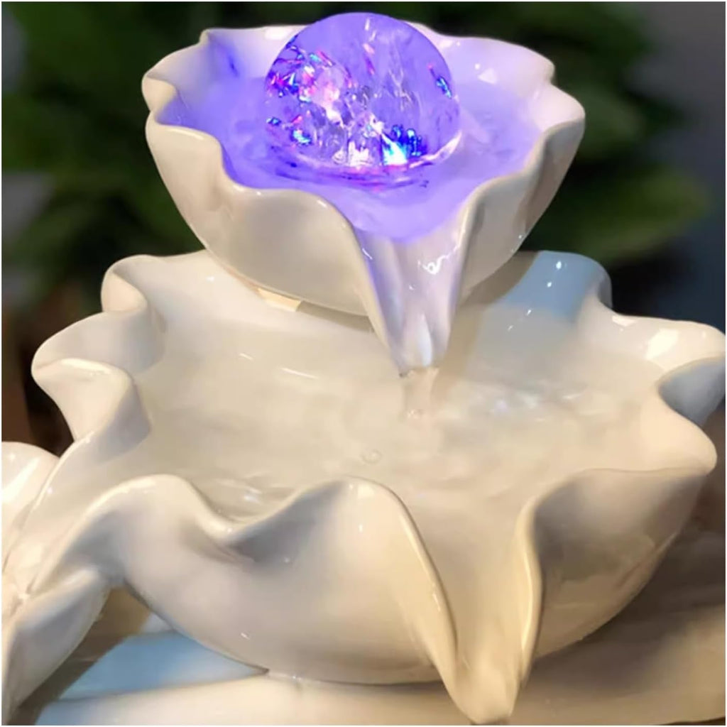 Tabletop Fountain Home Creative Wealth Attraction Decoration Desktop Crystal Beads Moisturizing Fountain Fish Tank Gift Ceramic Desktop Decoration Tabletop Water Fountain