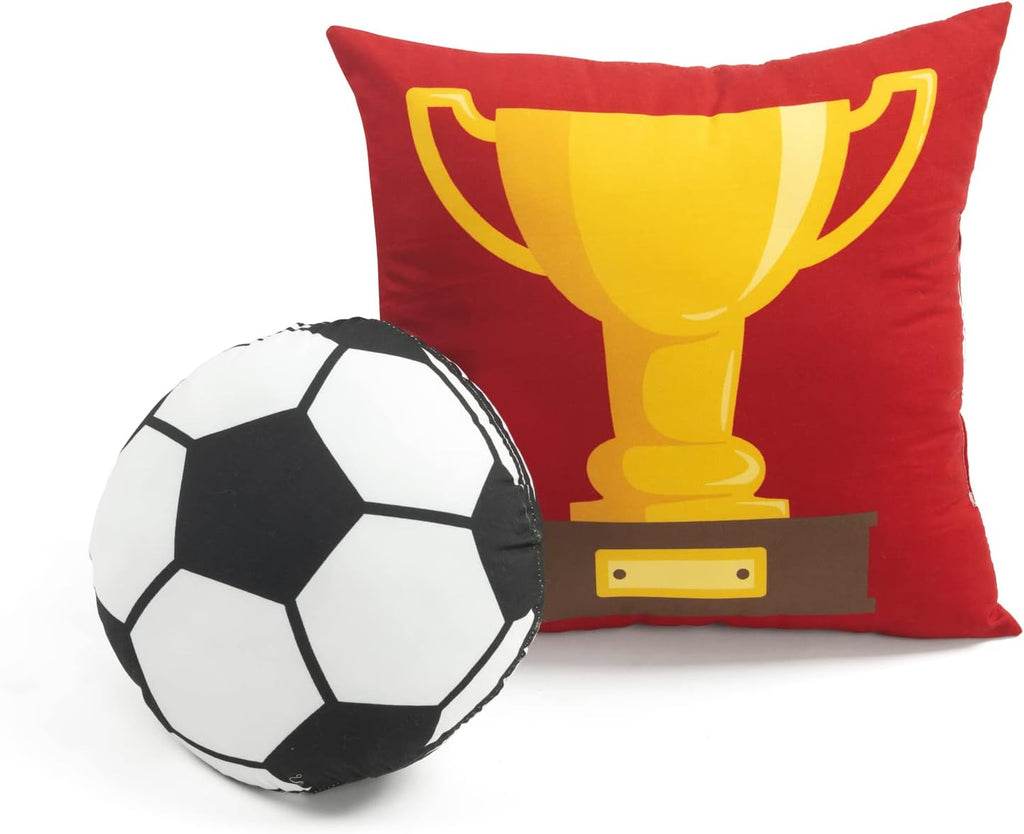 Lush Decor Soccer Game Reversible Quilt Quen Size 4 Piece Set Full/Queen Navy & Gray - Toddler Bedding Set Full Quilt - Sports Decor - Soccer Bedding