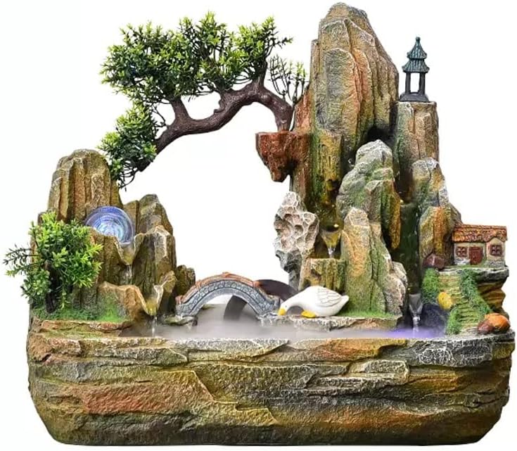 HIHELO Desktop Fountain Tabletop Fountain Rockery Table Top Fountain Home Decoration Ornaments for Home, Living Room, Study Room, Office Water Fountain Outdoor (Color : with Nebulizer)