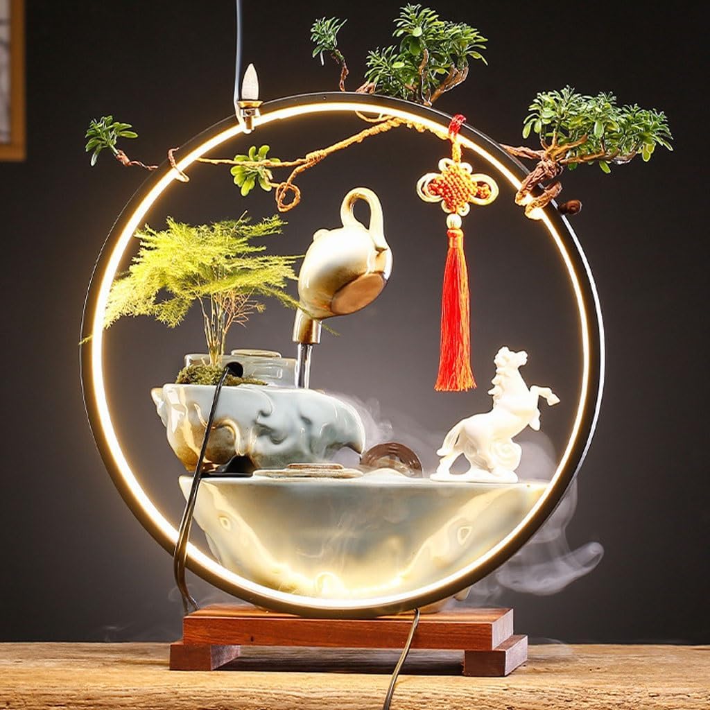 GUERNSEY Tabletop Fountain Flowing Water Circulating Water Fountain Ornaments Living Room Office Study Desk Fountain Desktop Decorations Indoor Fountain