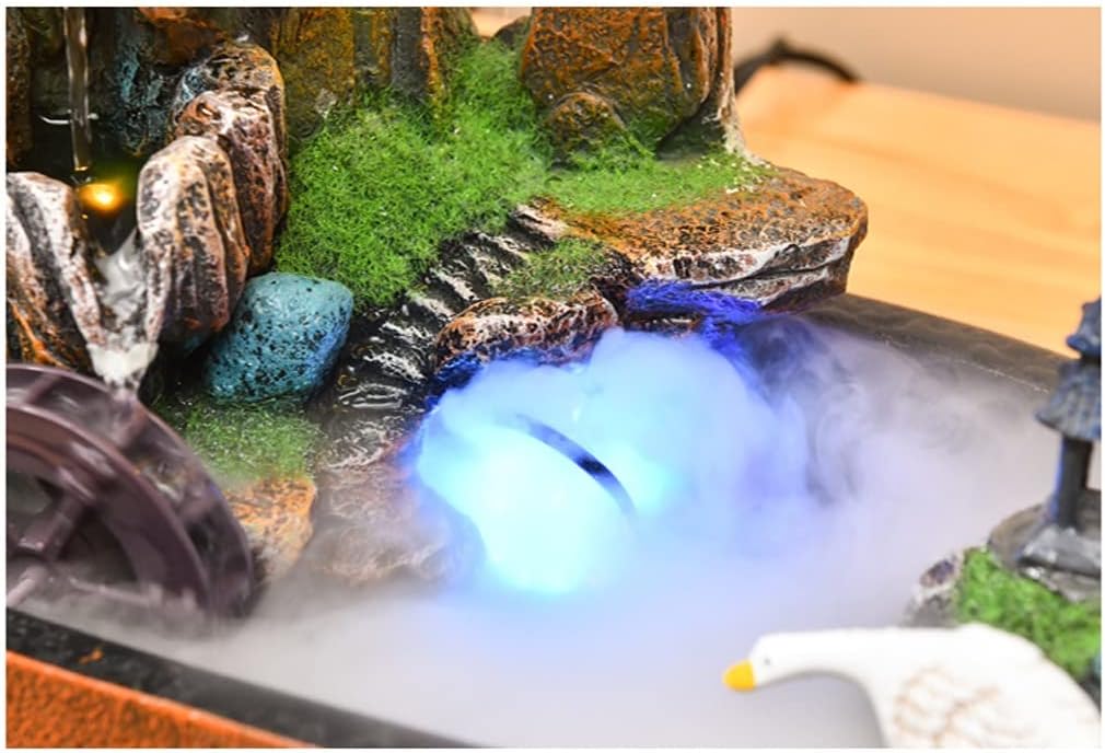 HIHELO Tabletop Fountain Tabletop Fountain Resin Alpine Flowing Water Fountain Living Room Decoration Waterscape Ornament Office Lucky Decoration Indoor Fountain (Color : Without Nebulizer)