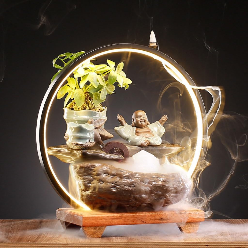 GUERNSEY Tabletop Fountain Chinese Style Flowing Water Ceramic Ornaments Living Room Desktop Fountain Porch Circulating Water Decorative Fountain Indoor Fountain