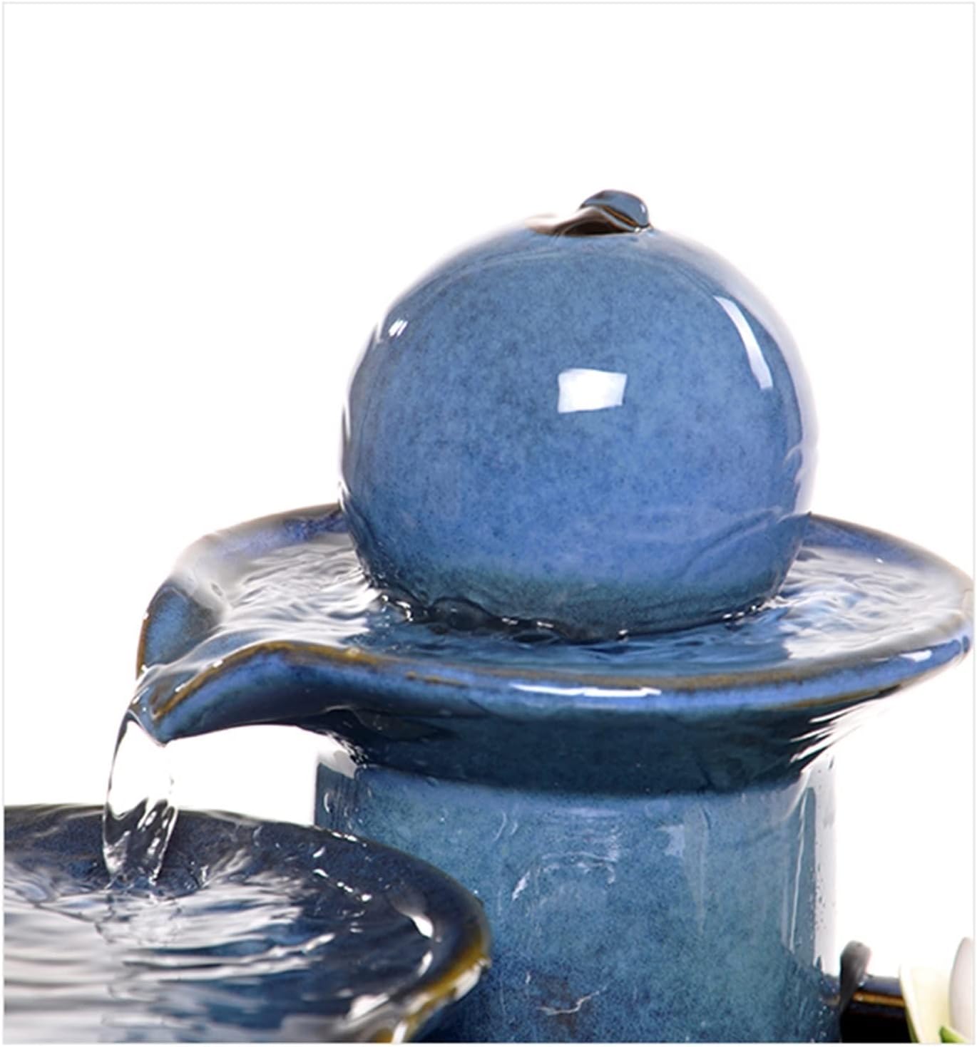 HIHELO Tabletop Fountain Running Water Desktop Decoration Creative Fountain Humidifier Living Room Ceramic Home Office Desktop Decoration Indoor Fountain (Color : Brass)