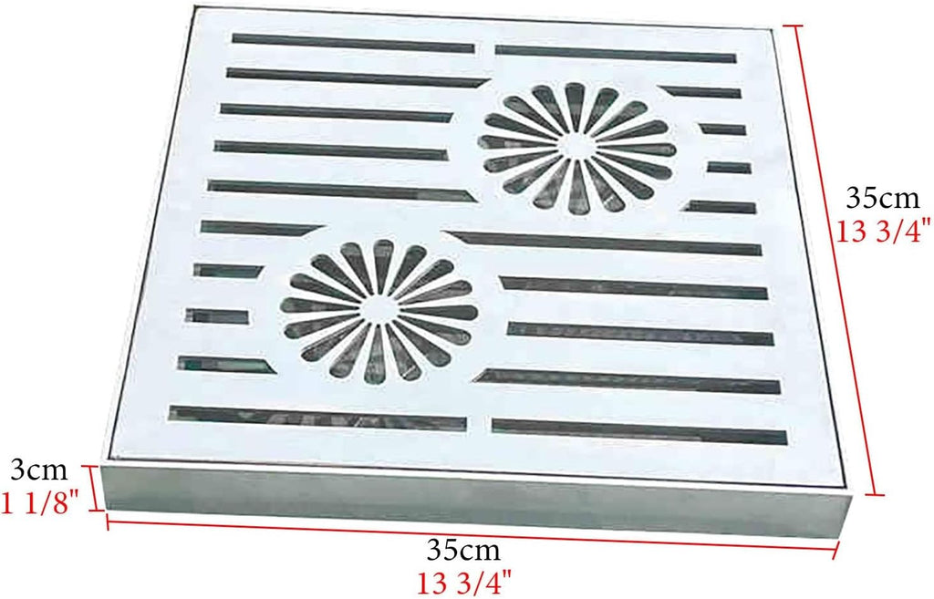 UrbanUp French Drain Kit Steel Grates for Driveway, Efficient Drainage Drain Strainers Grate, Storm Drain Strainer for Garbage Disposal, Multi-Size(35x35x3cm(13 3/4x13 3/4x1 1/8'))