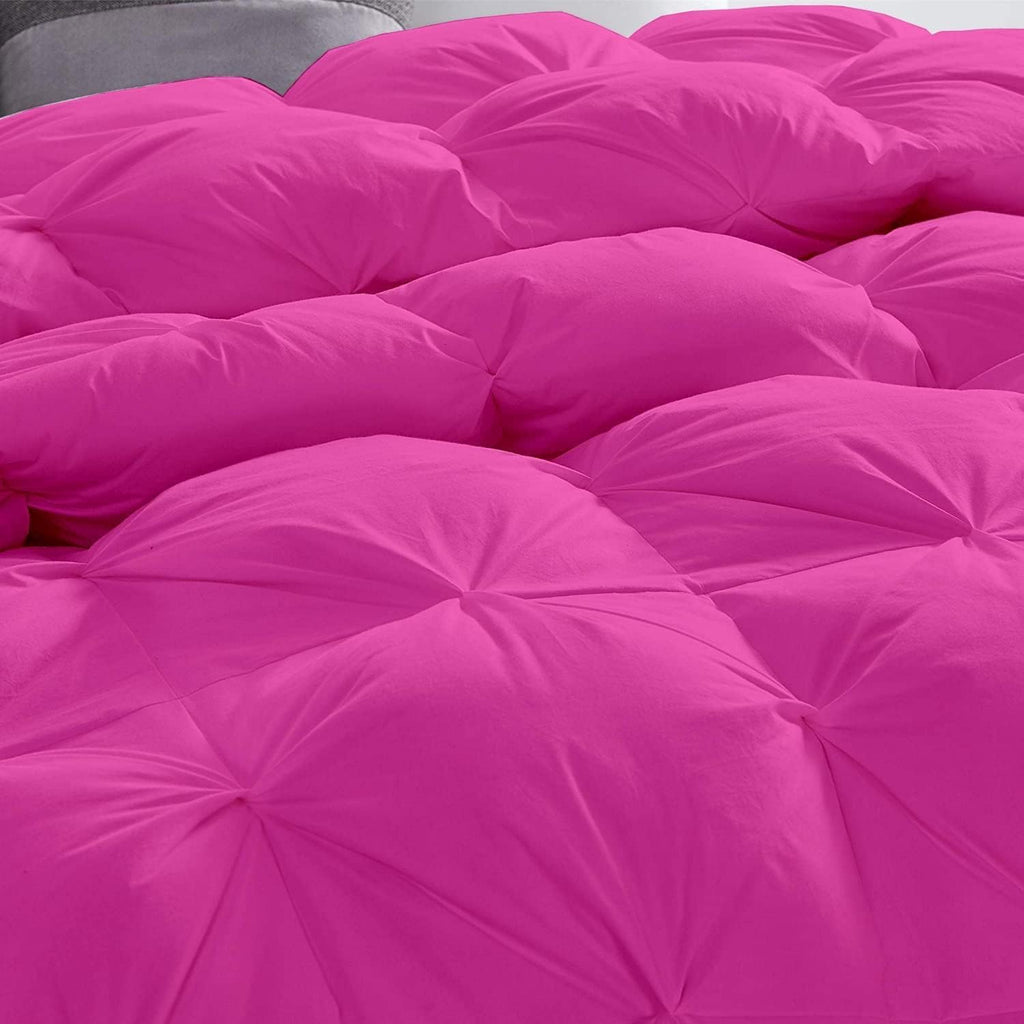 Pinch Pleated Hot Pink 5 Piece Soft 500 GSM King Size Comforter Set (Comforter + 4 Pillowcases) 1000 Series Egyptian Cotton Comforter Set