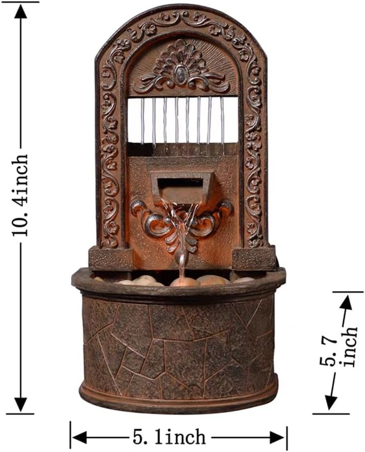 GRFIT Indoor Fountain Small Retro Desk Fountain, Recycled Water, Running Water Ornament, Decorative Ornament for Home Tabletop Fountain