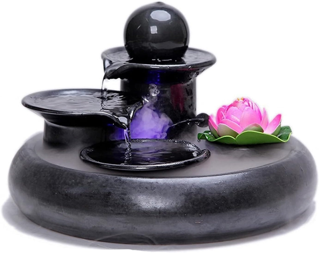 HIHELO Tabletop Fountain Running Water Desktop Decoration Creative Fountain Humidifier Living Room Ceramic Home Office Desktop Decoration Indoor Fountain (Color : 1)