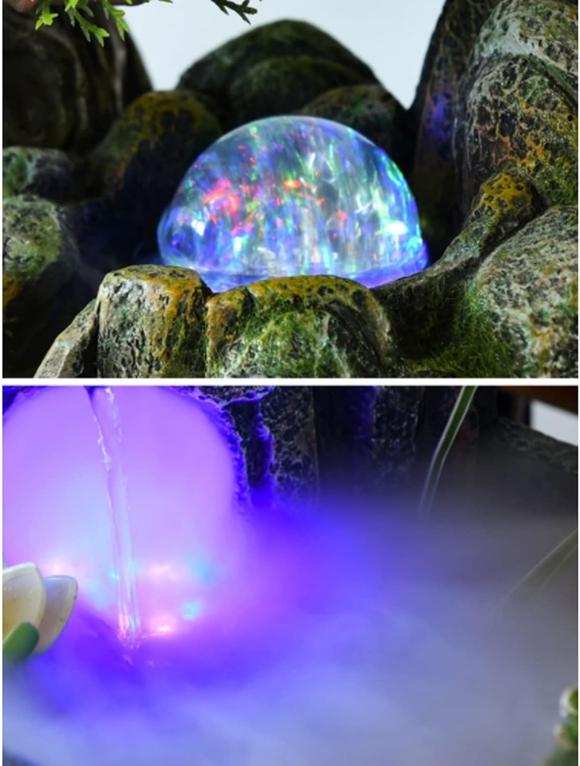 HIHELO Desktop Fountain Resin Indoor Fountain, Artificial Tree Buddha Statue Tabletop Fountain with Roller Ball, Home Office Desktop Decoration Zen Fountain Water Fountain Outdoor