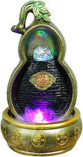 YYDS Tabletop Water Fountains Creative Gourd Water Tabletop Fountain with LED Lights - Falls Indoor Waterfall Feature - Calming and Relaxing Water Sound - Small Indoor Fountain (Color : Natural)