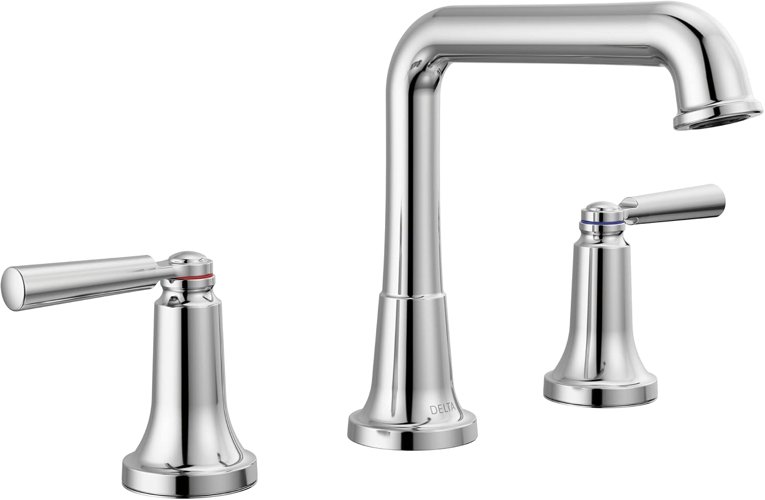 Delta Saylor Chrome Bathroom Faucet 3 Hole, 8 Inch Widespread Bathroom Sink Faucet for Vanity, Metal Push-Pop Drain Assembly, Chrome 3536-MPU-DST