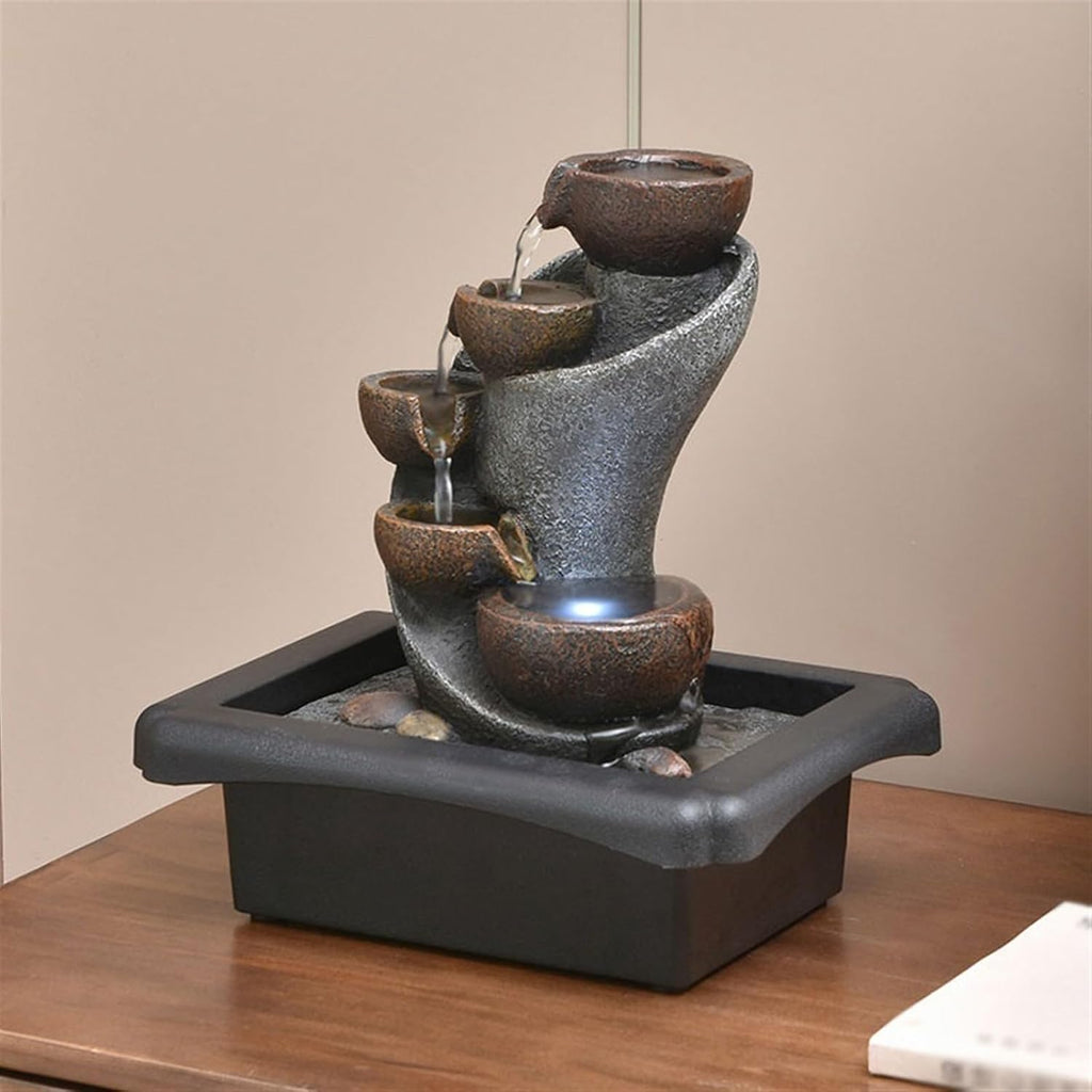 GLigeT Tabletop Fountain Tea Table Flowing Water Ornaments Office Light Luxury Opening Gift Giving Circulating Water Landscape Desktop Wealth Attraction Water Fountain Decor