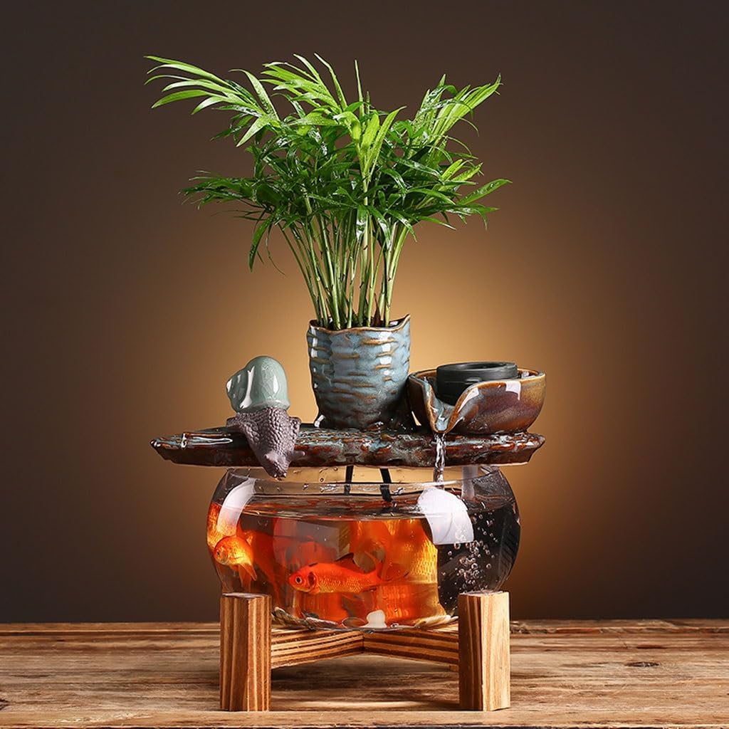 GUERNSEY Tabletop Fountain Tabletop Fountains Chinese Tea Room Desktop Circulating Water Fish Tank Ornaments Home Living Room Desktop Creative Ornaments Indoor Fountain