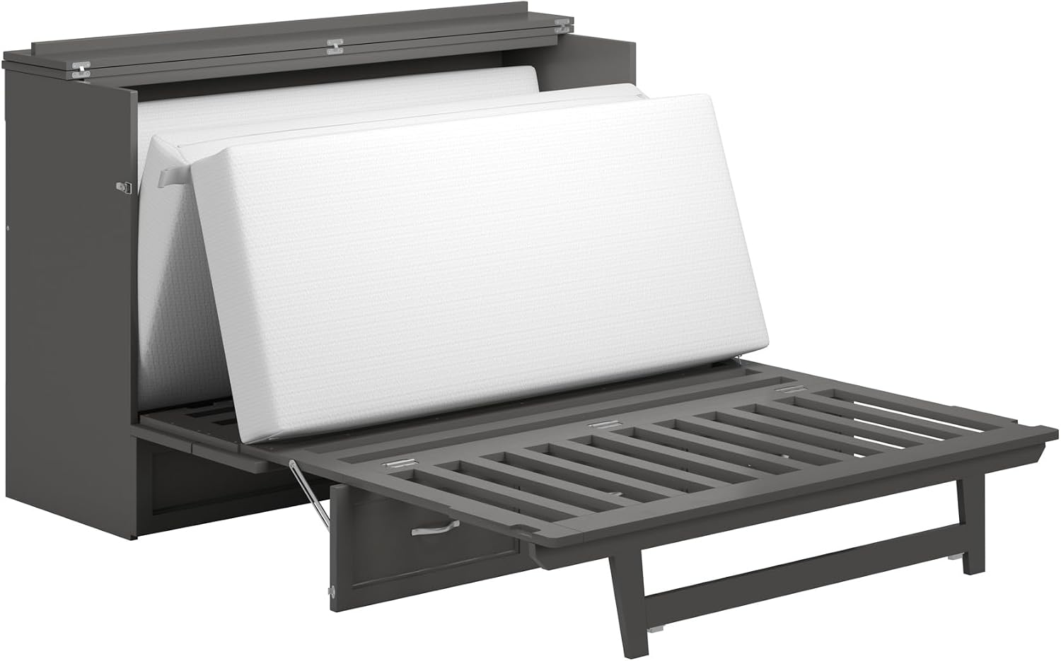 AFI, Northfield Murphy Bed Chest Queen with 6' Mattress, Storage Drawer & Built-in USB Charger, Grey