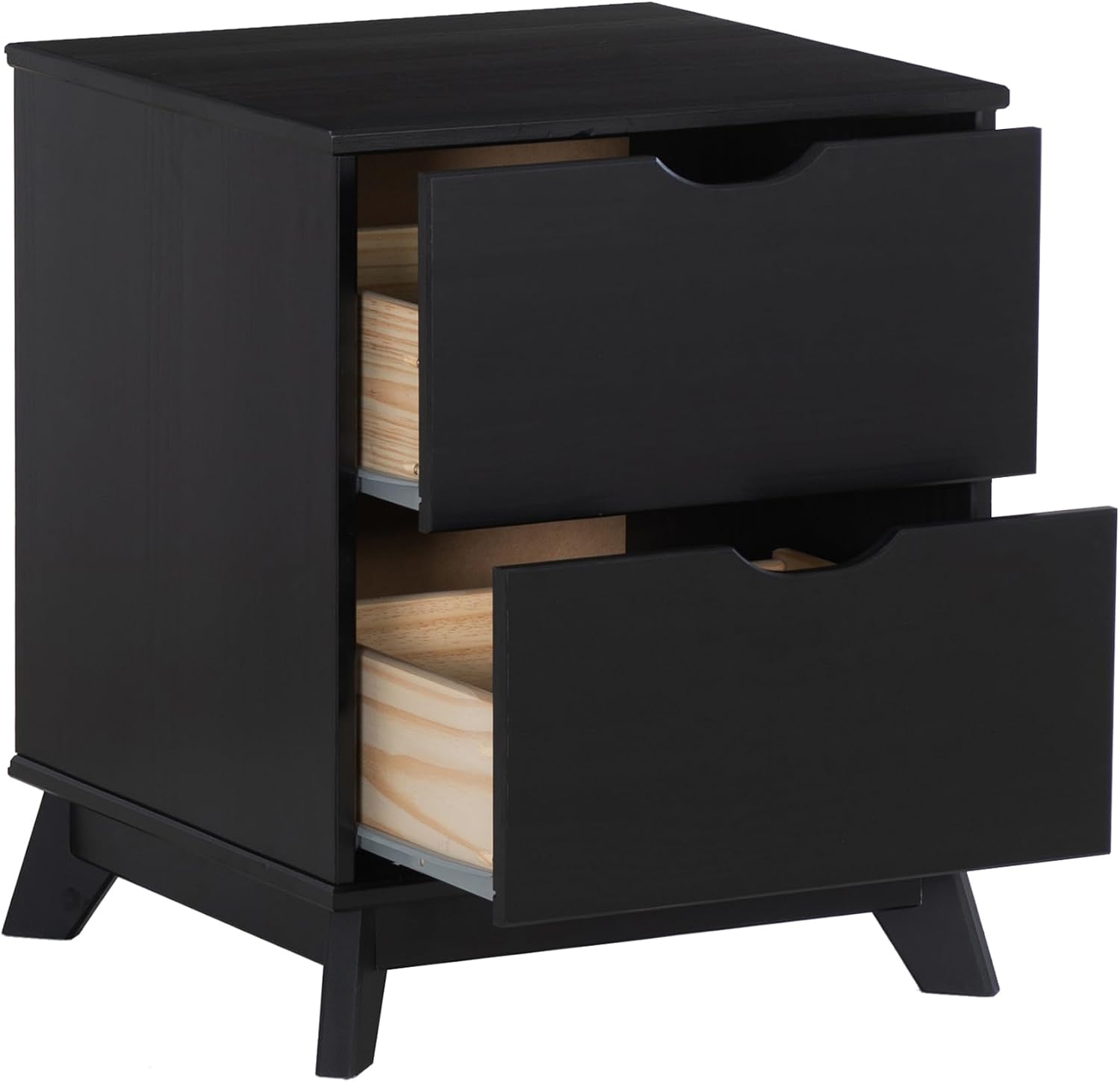 Powell Fordham Black Solid Pine Wood Twin Sized Platform Bed with Two Drawer Nightstand