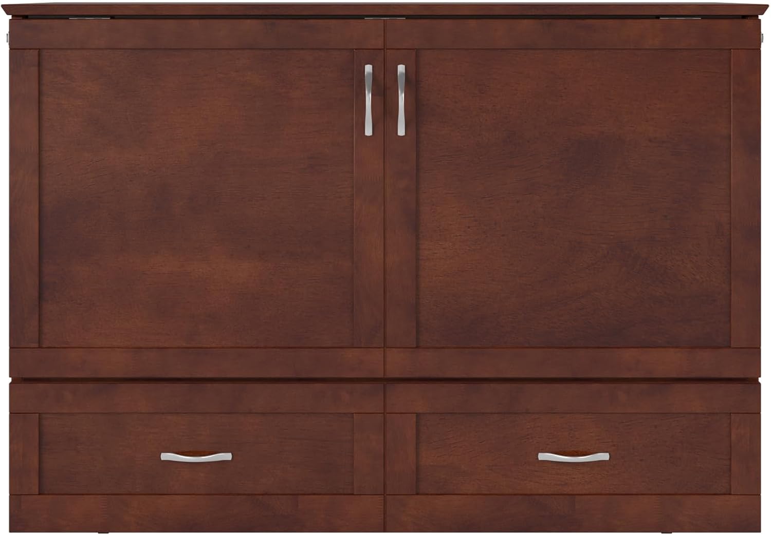 AFI Hamilton Full Murphy Bed Chest with Mattress, Storage, and Built-in Charger in Walnut