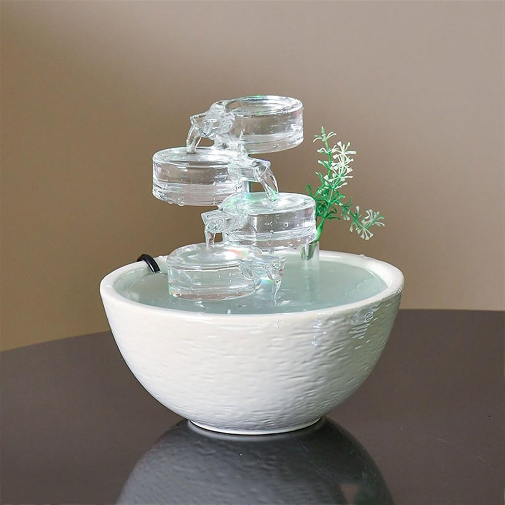 GLigeT Tabletop Fountain Ceramic Desktop Ornaments Modern Simple Cycle of Water Fountain Home Living Room TV Cabinet Wealth Decorations Water Fountain Decor