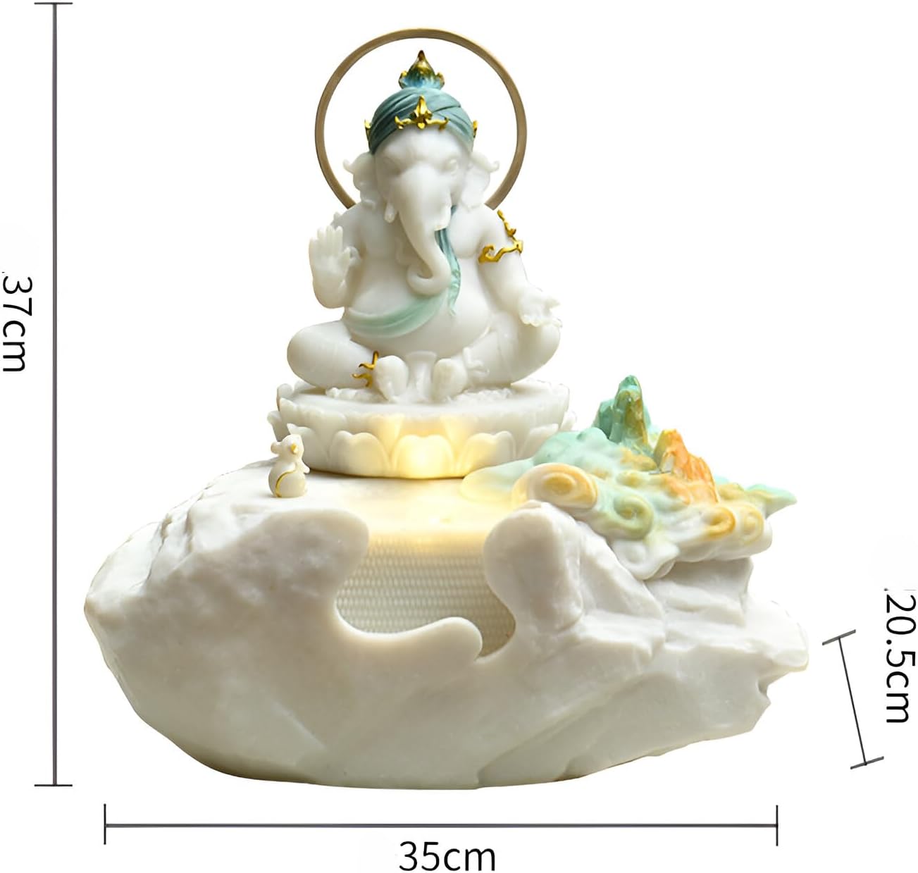 Zen Buddha Tabletop Fountain with LED Lights & Crystal Accents – Indoor Meditation Waterfall Feature with Cascading Water for Home, Office, Living Room or Bedroom – Free 10 Free Crystals (Style 3)