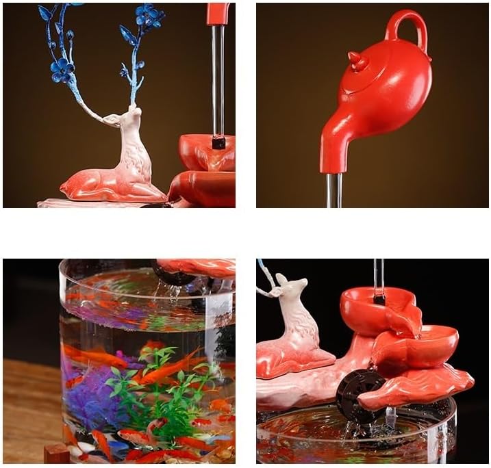 GUERNSEY Tabletop Fountain Tabletop Fountain Small Desktop Water Fountain Living Room Fish Tank TV Cabinet Ornaments Creative Home Decorations Indoor Fountain