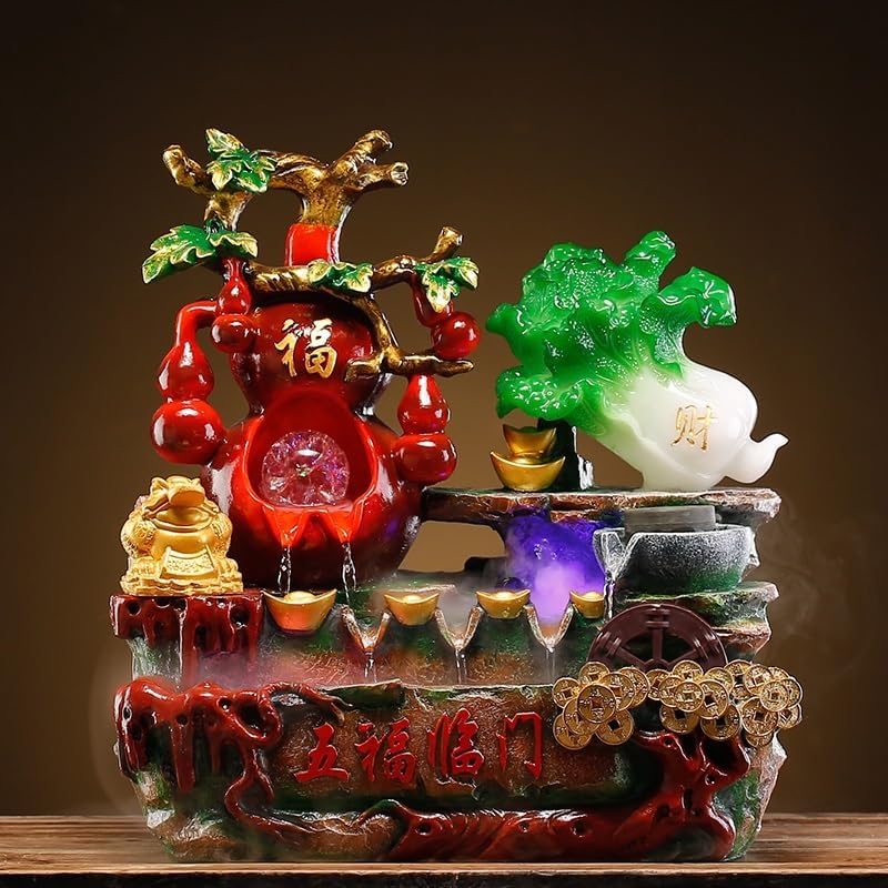 GUERNSEY Tabletop Fountain Tabletop Fountain Flowing Water Ornaments Flowing Water Cabbage Gourd Tabletop Fountain Indoor Fountain