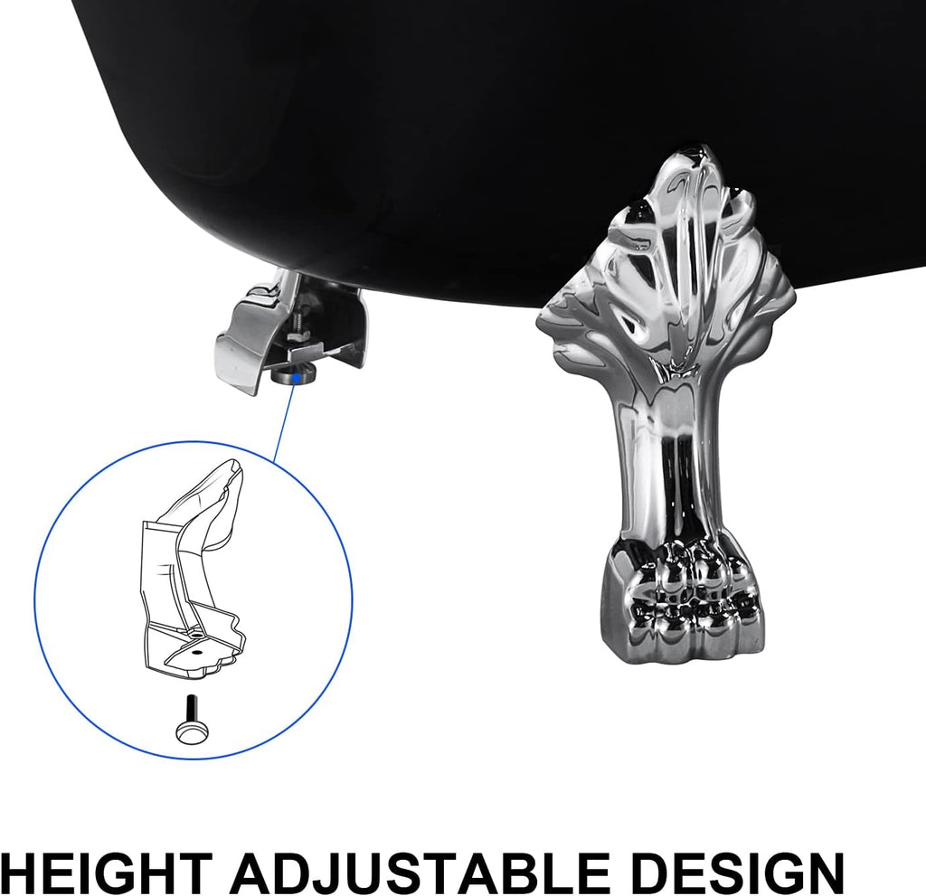 67' Acrylic Freestanding Bathtub, Free Standing Clawfoot Tub, Soaking Tub with Integrated Slotted Overflow, Toe-Tap Chrome Drain, cUPC Certified, Matte Black