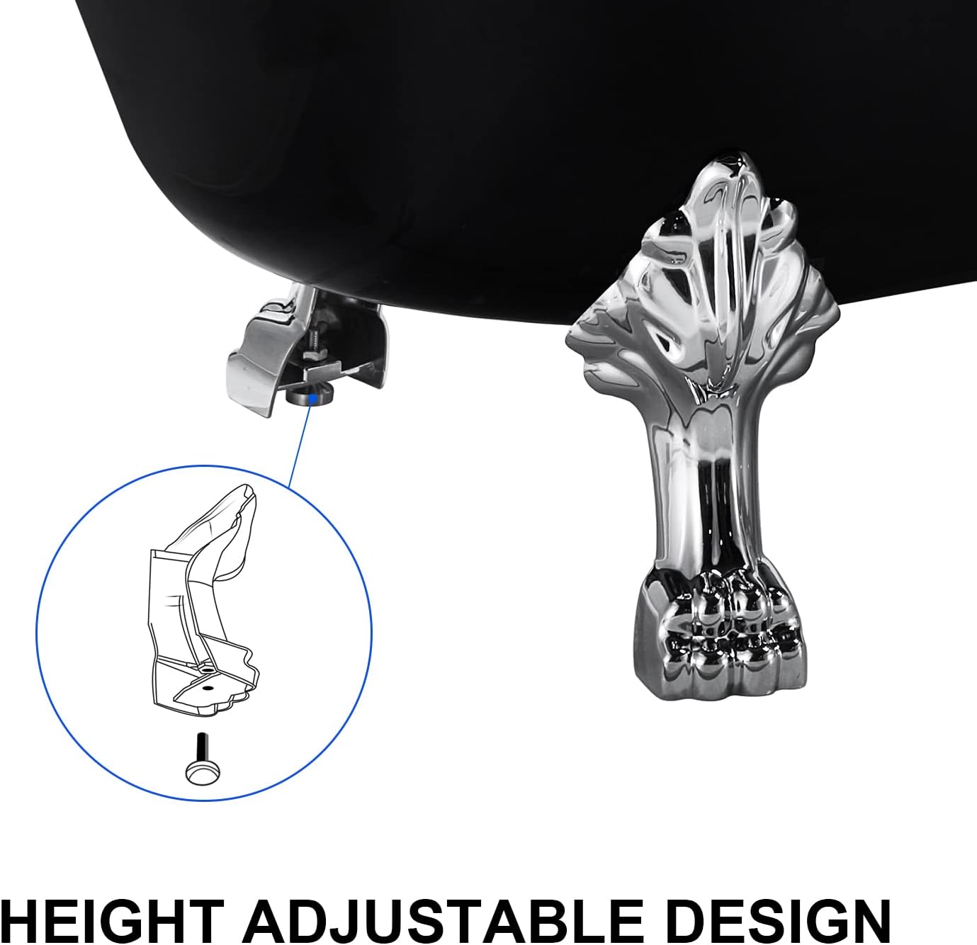 67' Acrylic Freestanding Bathtub, Free Standing Clawfoot Tub, Soaking Tub with Integrated Slotted Overflow, Toe-Tap Chrome Drain, cUPC Certified, Matte Black