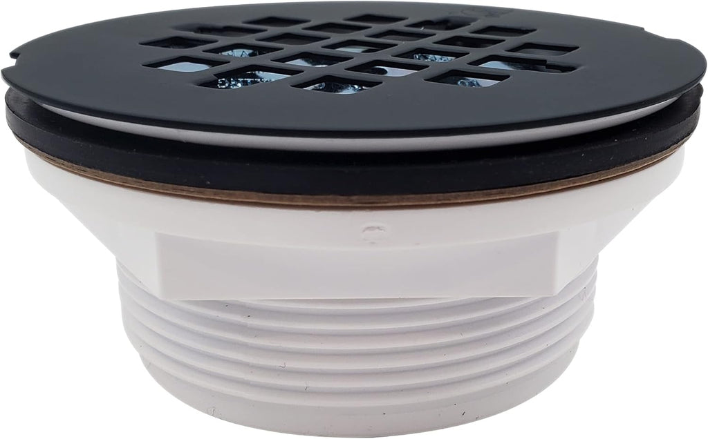 Westbrass D206P-50-62 2' No-Caulk PVC Compression Shower Drain with 4-1/4' Round Grid Cover, Matte Black (50-Pack)