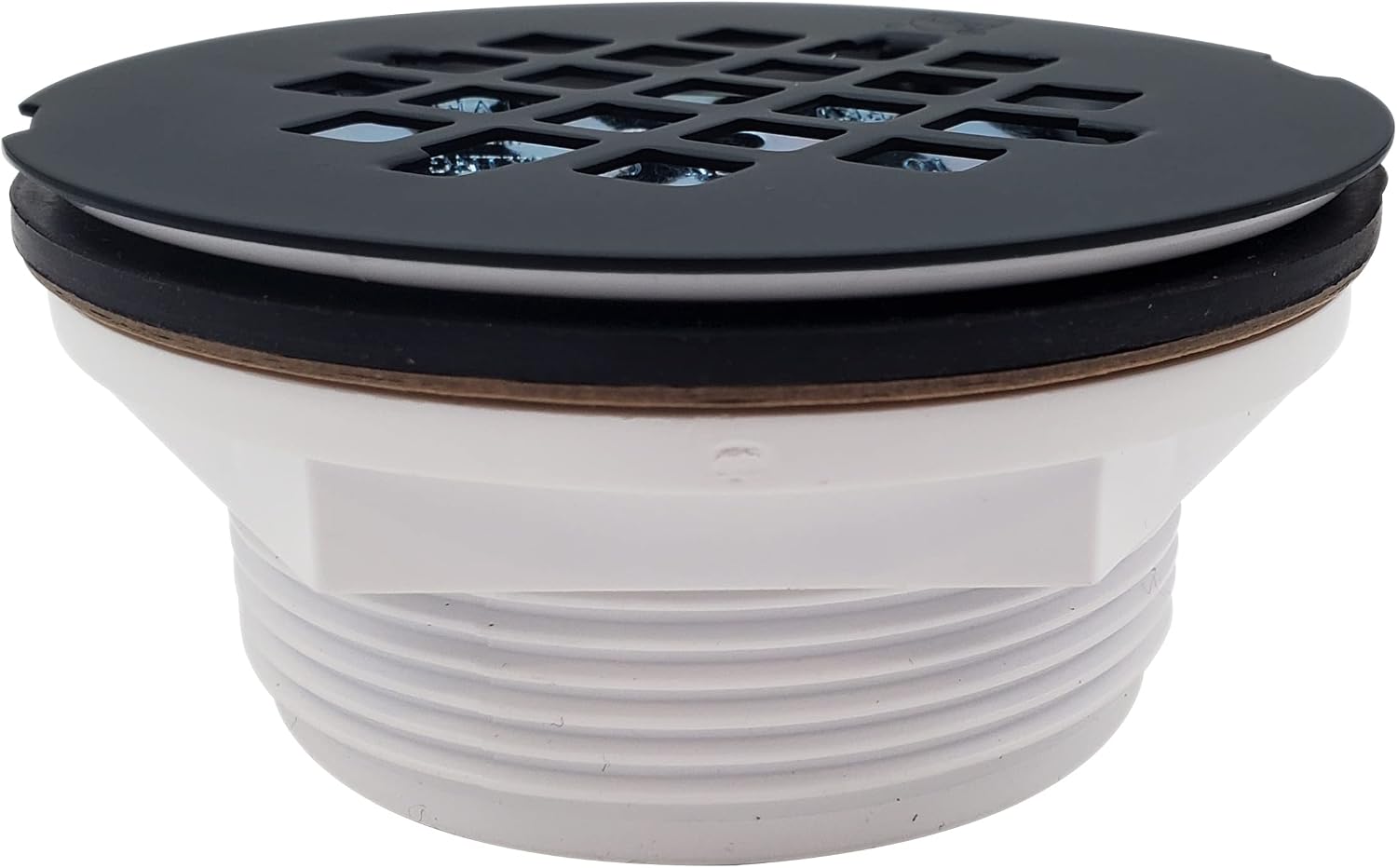 Westbrass D206P-50-62 2' No-Caulk PVC Compression Shower Drain with 4-1/4' Round Grid Cover, Matte Black (50-Pack)