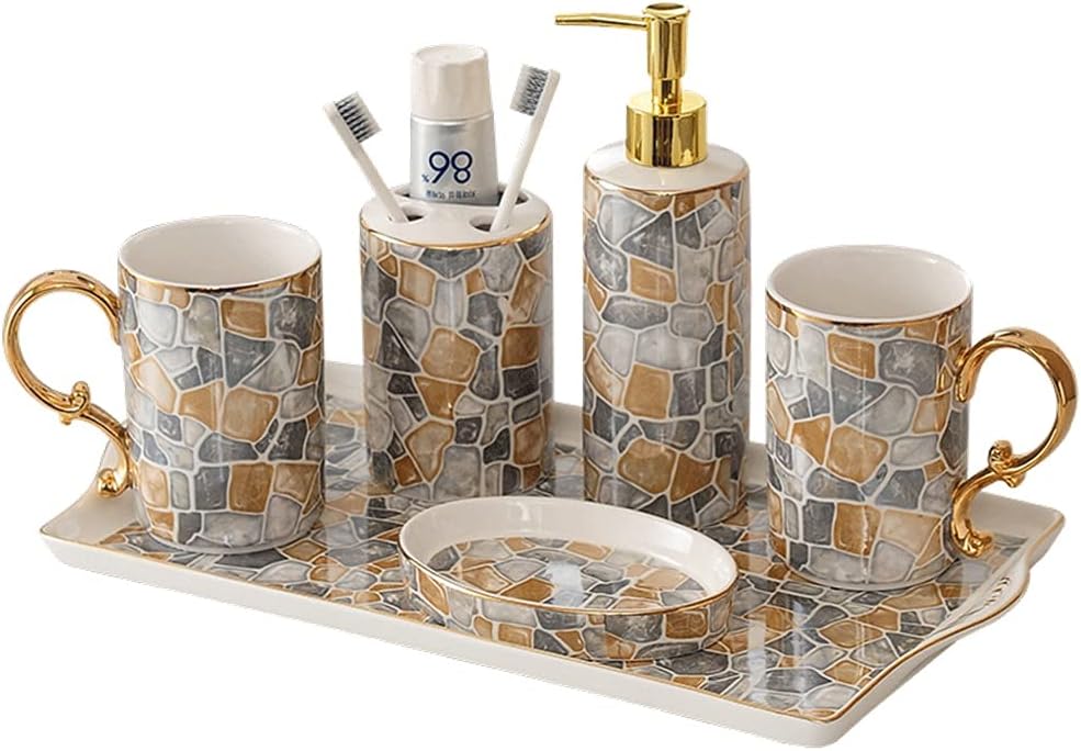 Mouthwash Cup, Dental Cylinder, Sanitary Ware, Five-piece Bathroom Set, Nordic Ceramic Toothbrush, Wedding Wash