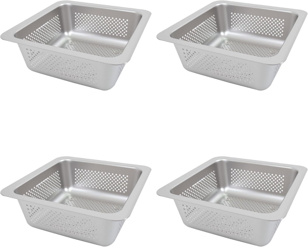 GSW Stainless Steel Floor Sink Drain Strainer Drop-in Basket 8-5/8W x 8-5/8'L x 3'H - Perfect for Restaurant, Bar, Buffet (Drop-in SS x 4)