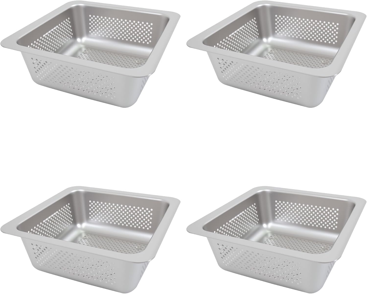 GSW Stainless Steel Floor Sink Drain Strainer Drop-in Basket 8-5/8W x 8-5/8'L x 3'H - Perfect for Restaurant, Bar, Buffet (Drop-in SS x 4)