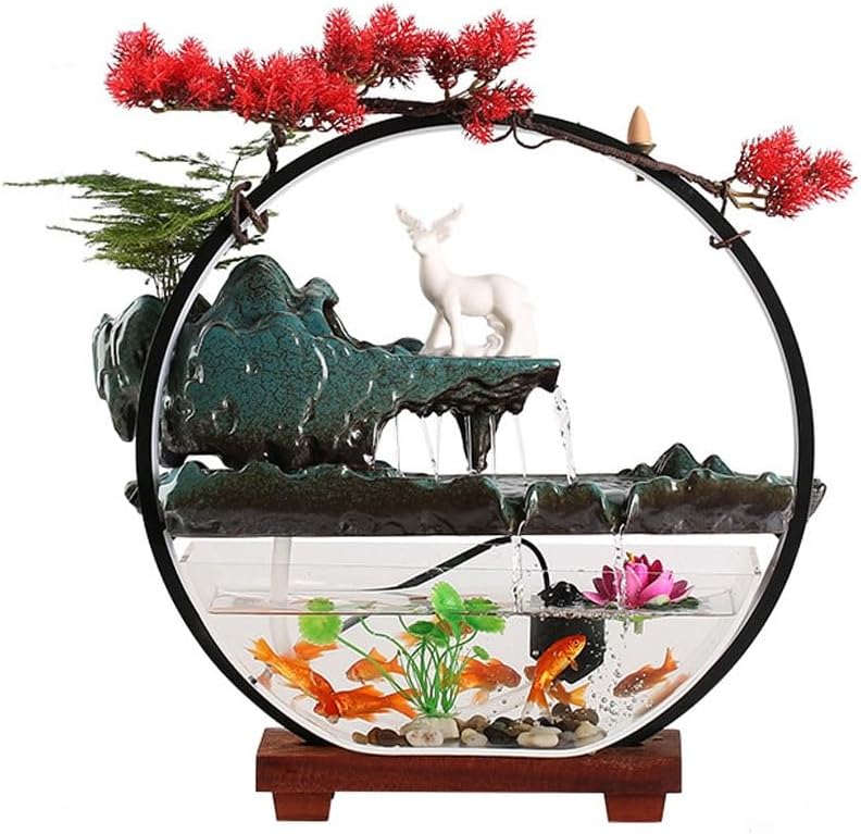 GUERNSEY Tabletop Fountain Flowing Water Fish Tank Fountain Ornaments Office Desktop Hill Flowing Water Study Desktop Decorations Indoor Fountain