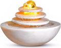 HIHELO Desktop Fountain Indoor Tabletop Fountain Waterfall Home Decor Relaxation Fountain 3 Tier Disc and Round Basin with LED Light Roller Ball Water Fountain Outdoor (Color : D)