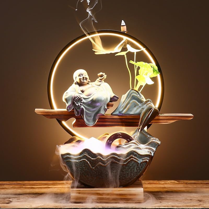 GUERNSEY Tabletop Fountain Tabletop Fountain Creative Fountain Feng Shui Wheel Office Desktop Decoration Home Living Room Water Flow Device Fish Tank Indoor Fountain