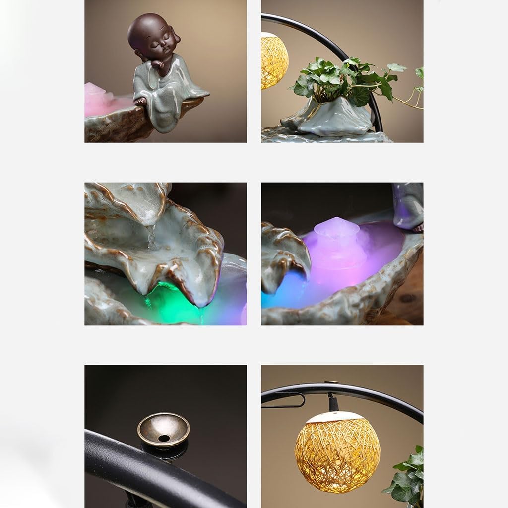 GUERNSEY Tabletop Fountain Creative Ceramic Water Fountain Ornaments Office Aromatherapy Fountain Ornaments Circulating Water Desktop Fountain Indoor Waterfall Feature Indoor Fountain
