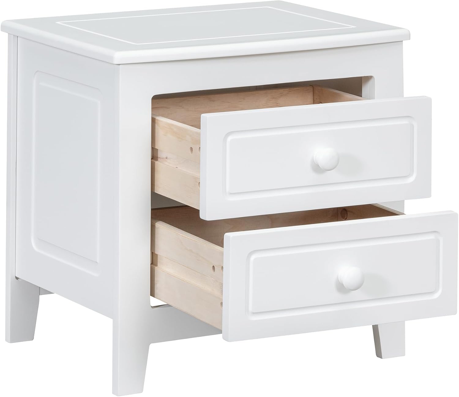 3-Pieces Bedroom Sets, Retro Style Full Size Platform Bed with Wooden Slat Support and Headboard, Wooden Bedroom Furniture Set with 2 Nightstands for Kids Teens Adults Bedroom (White + Wood 078)