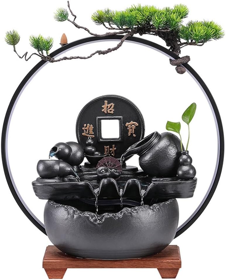 GUERNSEY Tabletop Fountain Creative Circulation Crystal Ball Ornaments Living Room Office Desktop Fountain Ornaments Company Front Desk Decorations Indoor Waterfall Feature Indoor Fountain