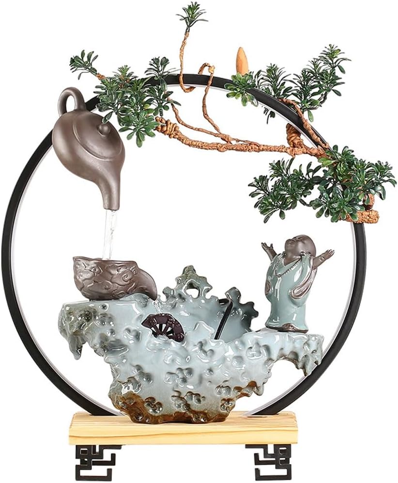 GUERNSEY Tabletop Fountain Creative Chinese Style Circulating Water Desktop Fountain Indoor Water Flow Device Living Room Desktop Fountain Indoor Waterfall Feature Indoor Fountain