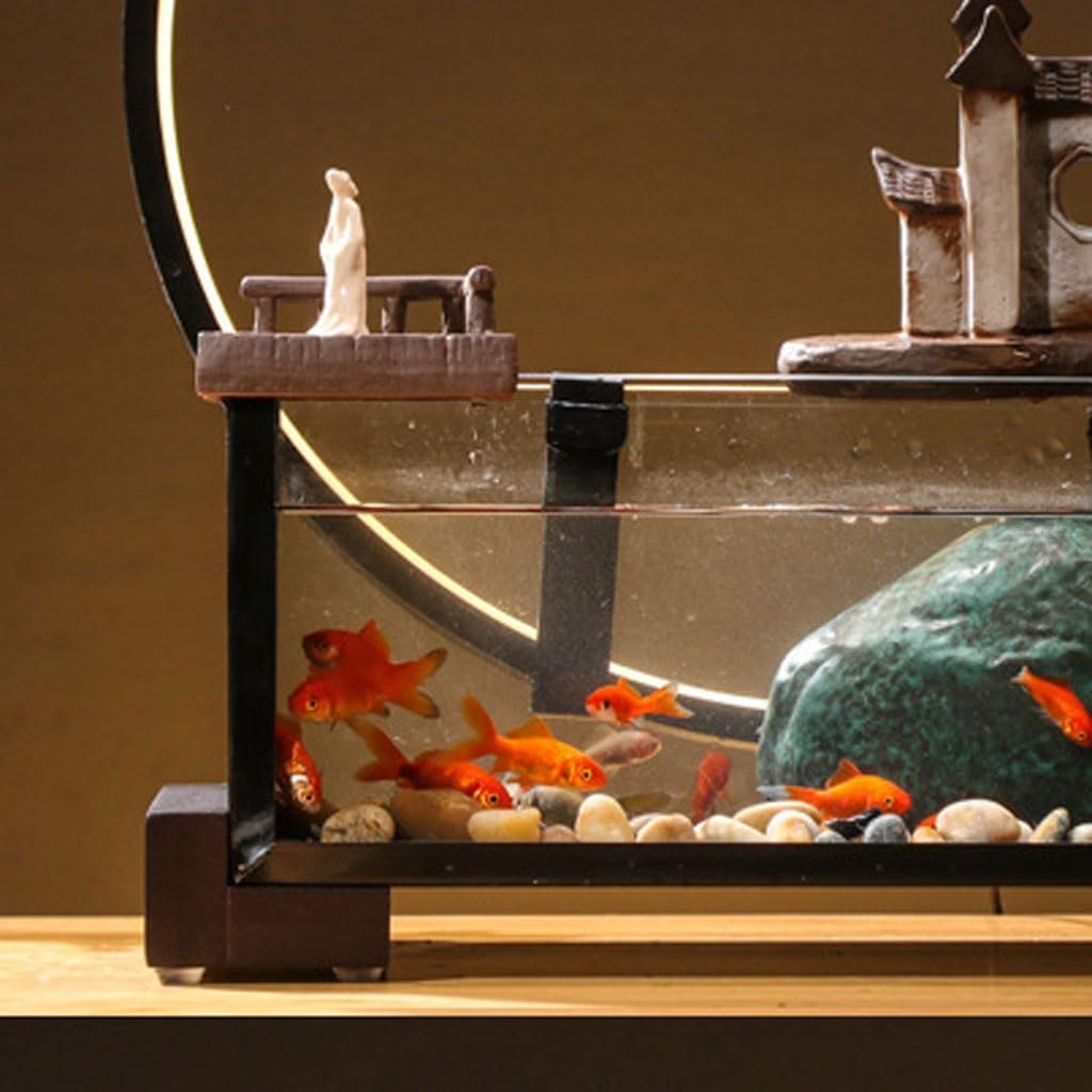 GUERNSEY Tabletop Fountain Desktop Water Ornaments Living Room Office Home Desktop Decoration Circulating Water Fountain Fish Tank Indoor Fountain