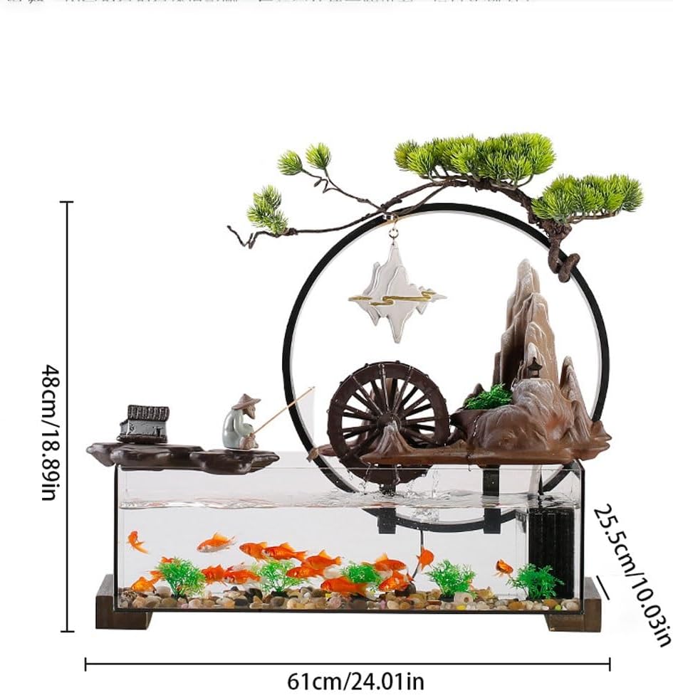 GUERNSEY Tabletop Fountain Desktop Water Ornaments Circulating Water Living Room Fountain Chinese Style Home Decoration Office Desktop Indoor Fountain