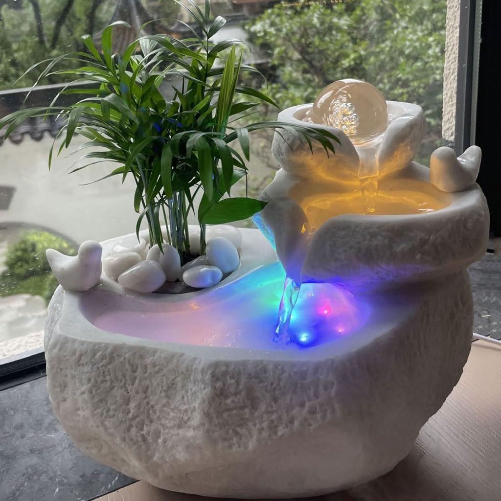 GUERNSEY Tabletop Fountain Desktop Water Humidification Bonsai Desktop Fountain Home Desk Study Coffee Table Desktop Fountain Indoor Fountain