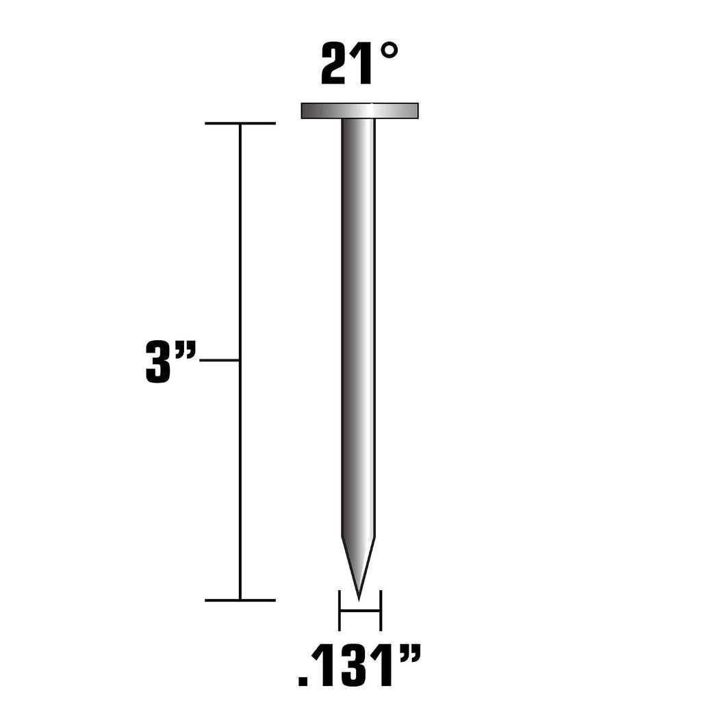 Metabo HPT Framing Nails | 3 in. x .131 | 21 Degree | Full Round Head | Smooth Shank | Bright Basic | Plastic Strip | 4,000 Count | 10110HPT