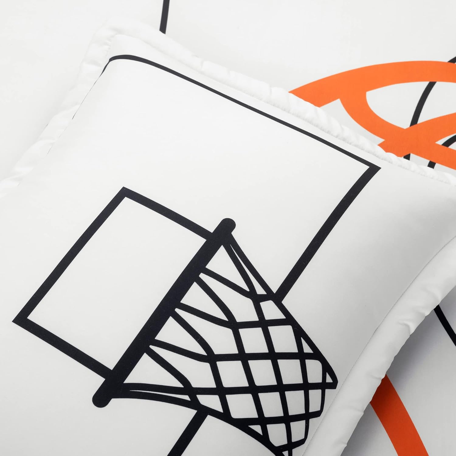 Lush Decor Basketball Game Reversible Comforter Twin Size 4 Piece Set, White & Navy - Kids Comforter Set - Basketball Comforters - Sports Decor