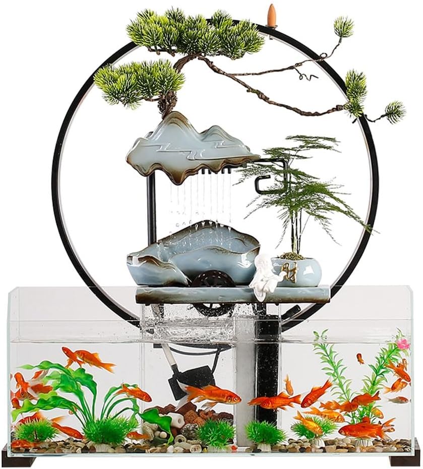 GUERNSEY Tabletop Fountain Tabletop Fountains Creative Water Fish Tank Ornaments Home Living Room Desktop Fountain Ornaments Decorative Circulating Water Fountain Indoor Fountain