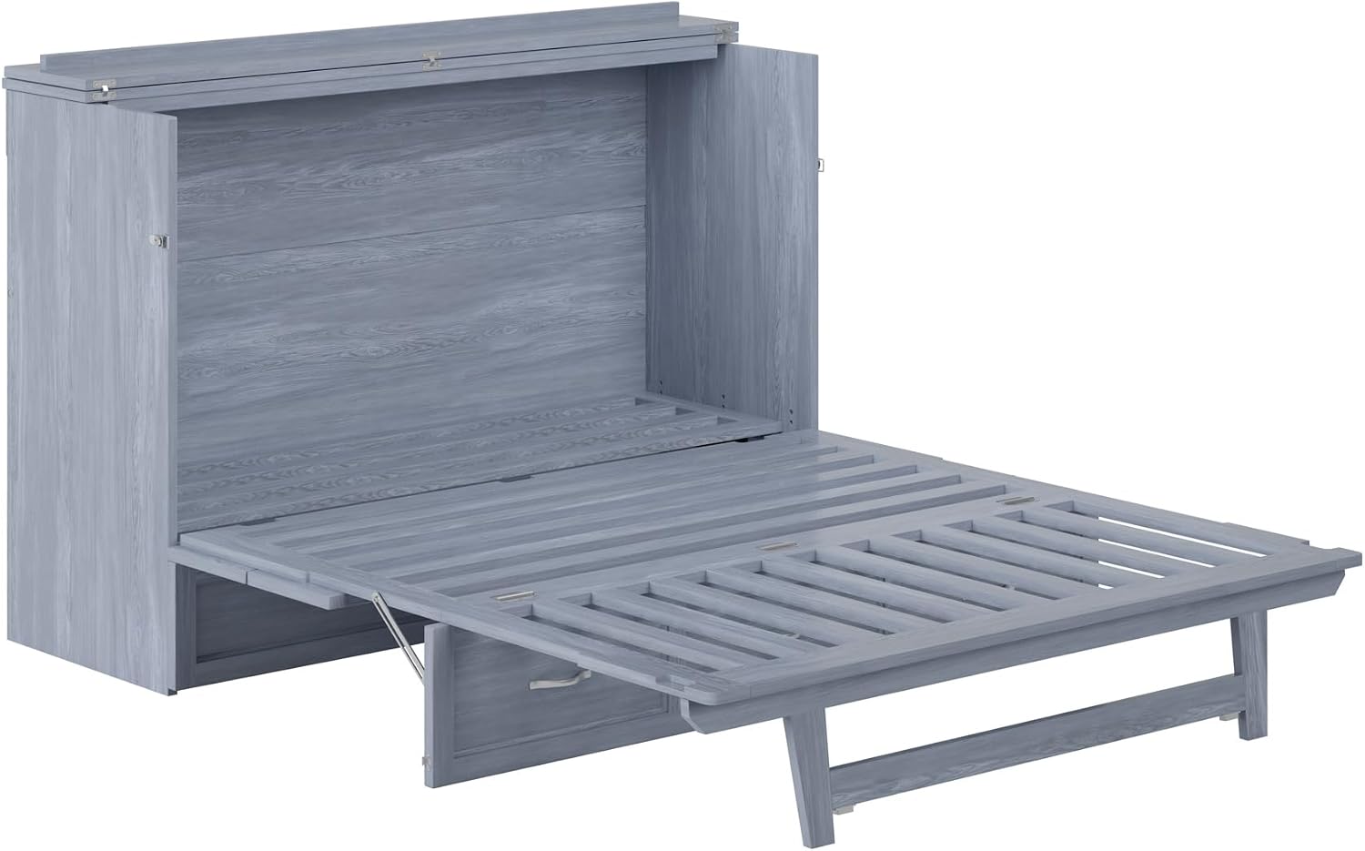 AFI, Northfield Murphy Bed Chest Queen with 6' Mattress, Storage Drawer & Built-in USB Charger, Driftwood