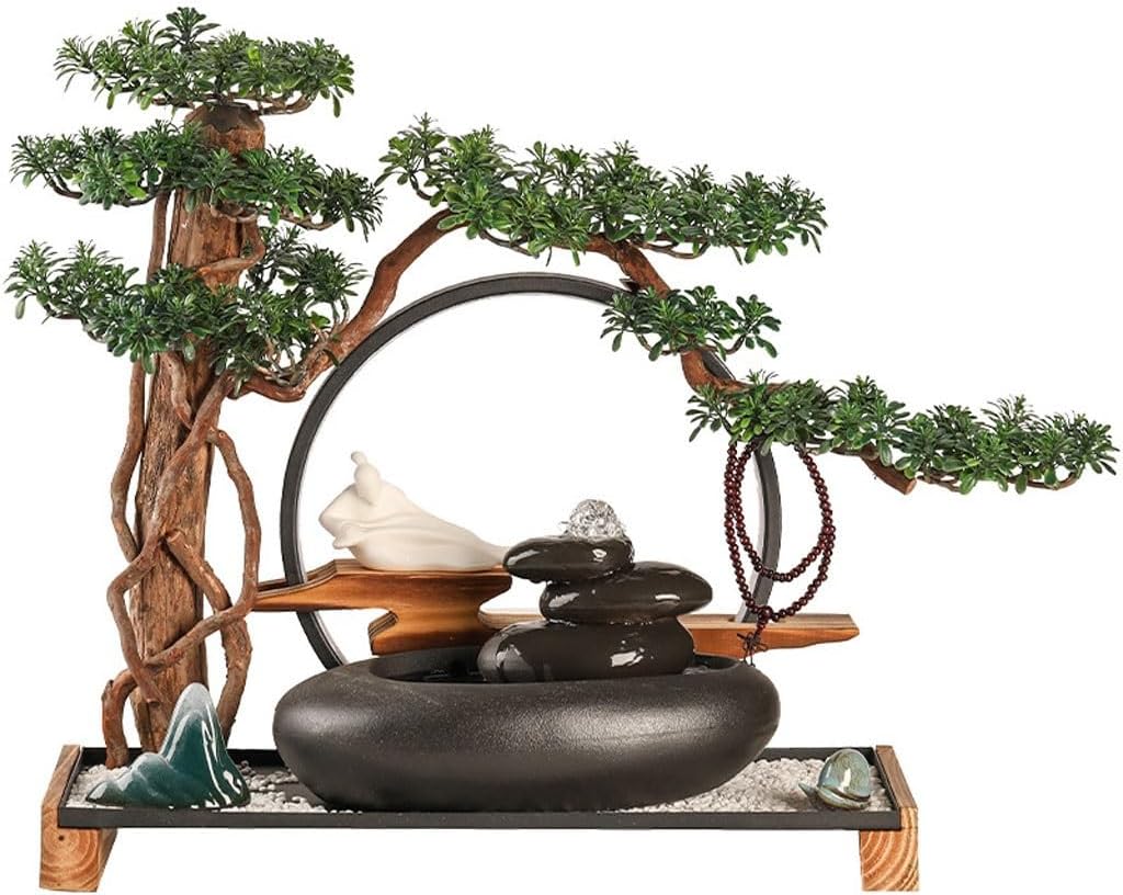 GUERNSEY Tabletop Fountain Living Room Desktop Water Ornaments Backflow Incense Desktop Circulating Water Fountain Creative Desktop Ornaments Indoor Fountain
