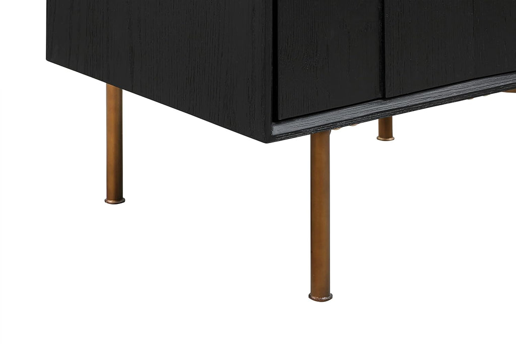 Armen Living Carnaby Queen 3 Piece Bedroom Set in Black Brushed Oak Wood