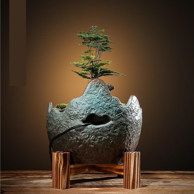 GUERNSEY Tabletop Fountain Tabletop Fountain Ceramic Water Fountain Home Living Room Decoration Office Desk Feng Shui Ornaments Indoor Fountain